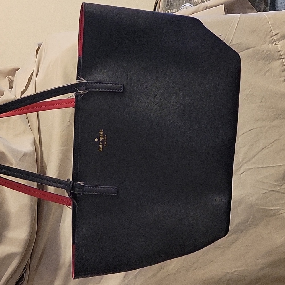 Kate Spade navy blue and hot pink tote bag